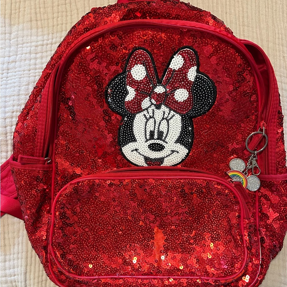 Disney Red and Black Minnie Mouse Sequin Backpack